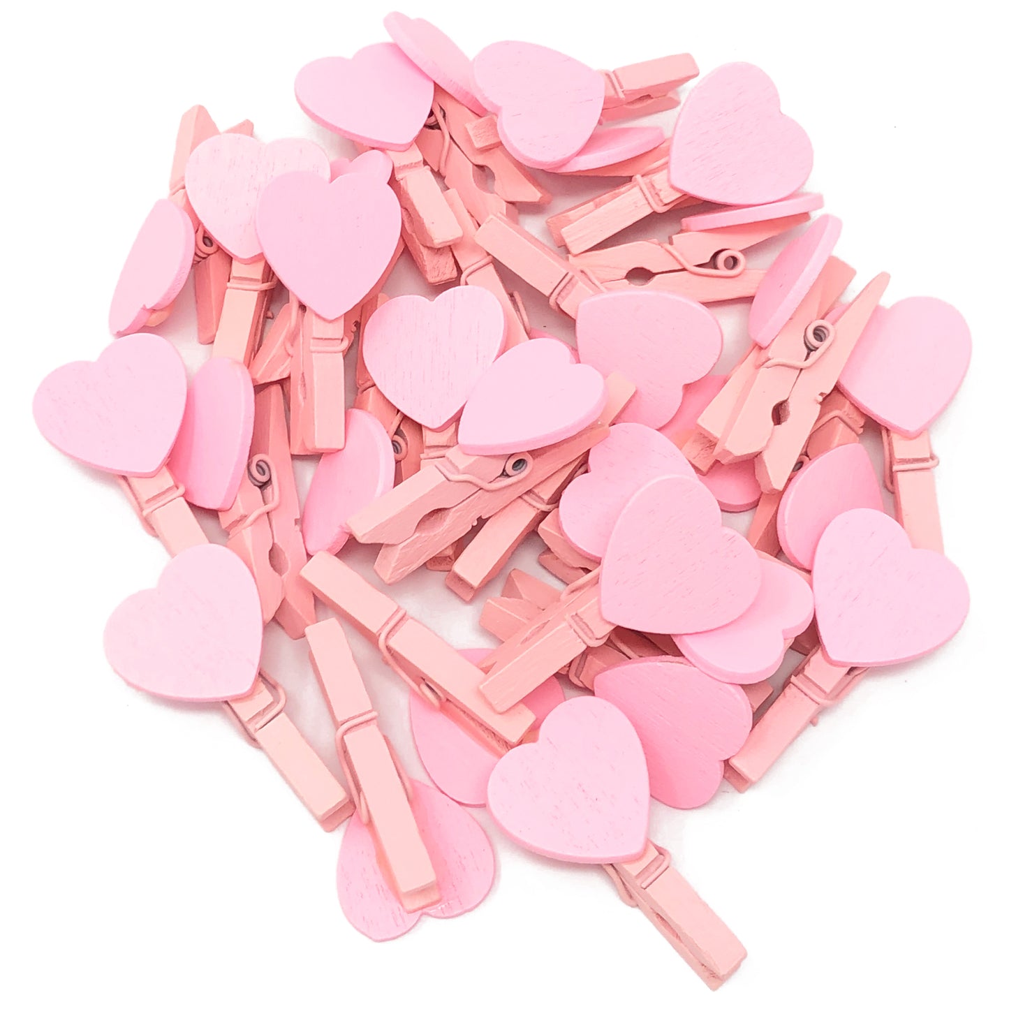 Pink 30mm Coloured Pegs with Matching 18mm Coloured Hearts