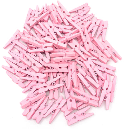 Pink 25mm Mini Coloured Wooden Clothes Pegs