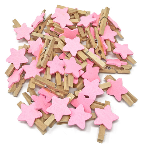 30mm Mini Wooden Clothes Pegs with 18mm Stars