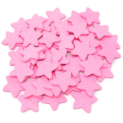 Pink 18mm Wooden Craft Coloured Stars