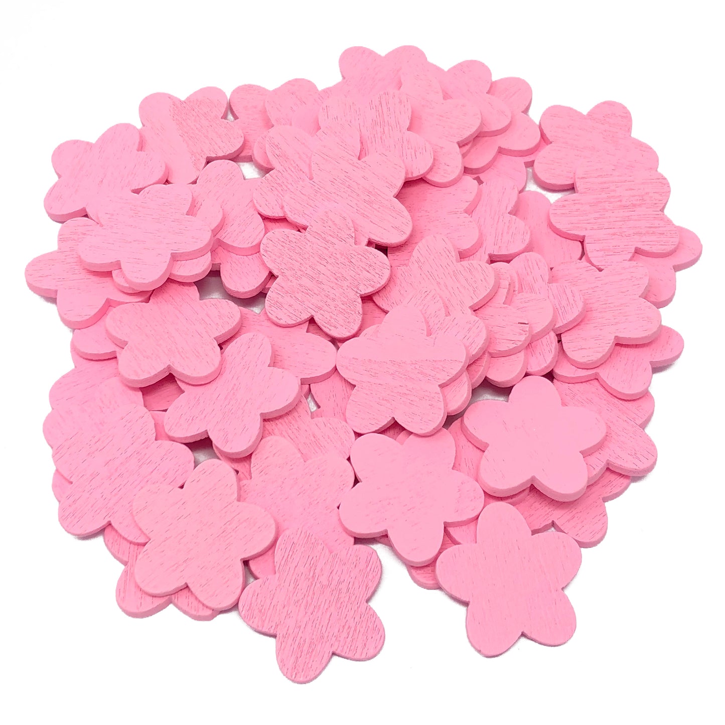 Pink 18mm Wooden Craft Coloured Flowers