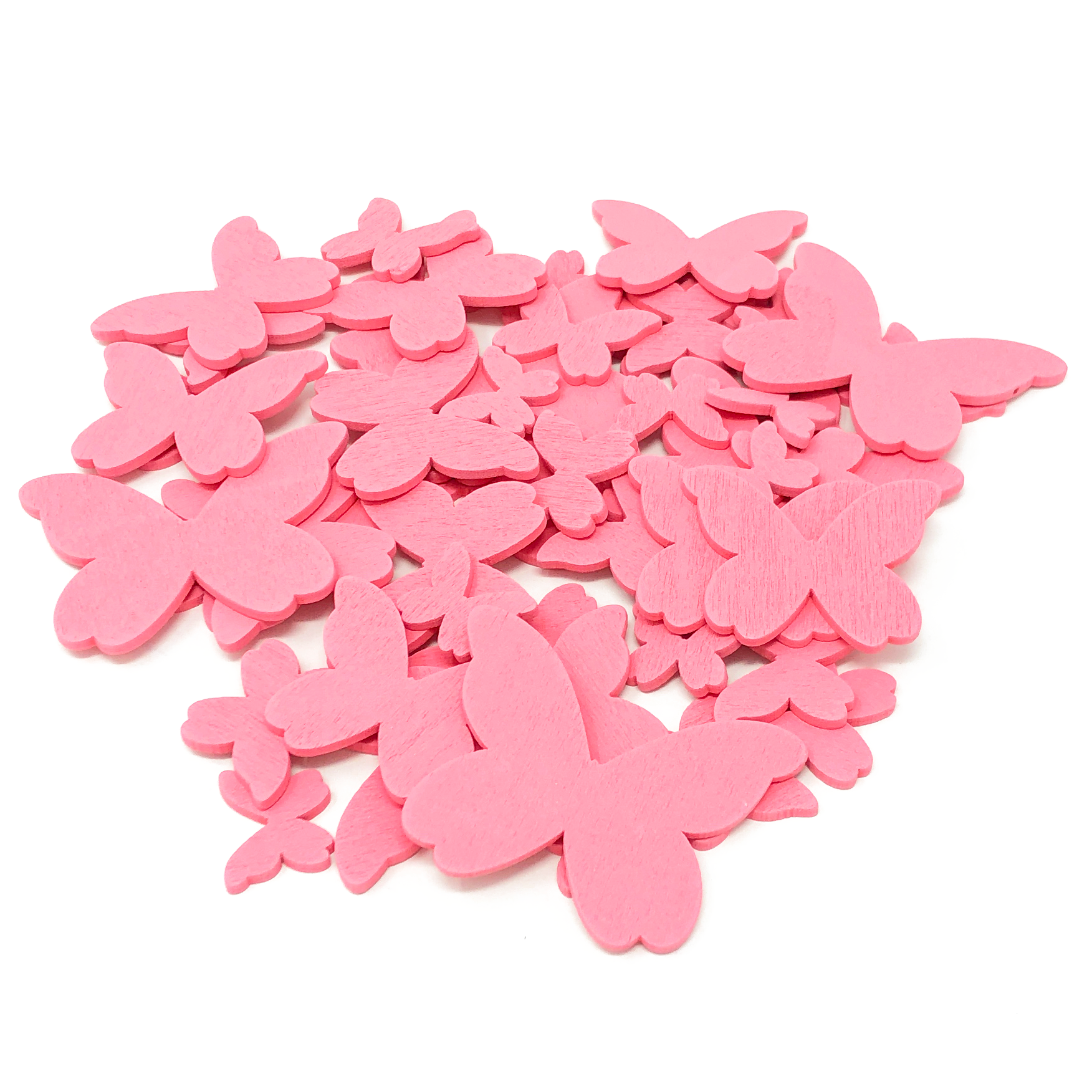 Pink 50 Mixed Size Wood Butterflies