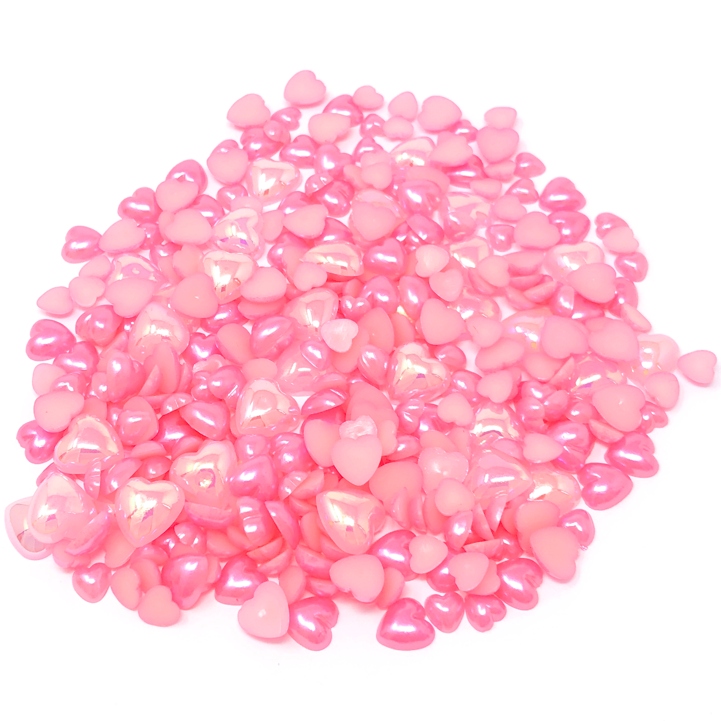Pink Mini Resin Mixed Size Heart Half Pearls (Pack of 500 Approx)