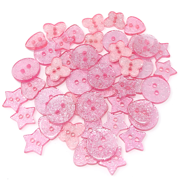50 Mix Glitter Mix Shape 13mm Resin Buttons