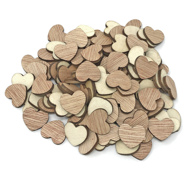 15mm Natural Wooden Wedding Love Hearts - Mixed Design Options