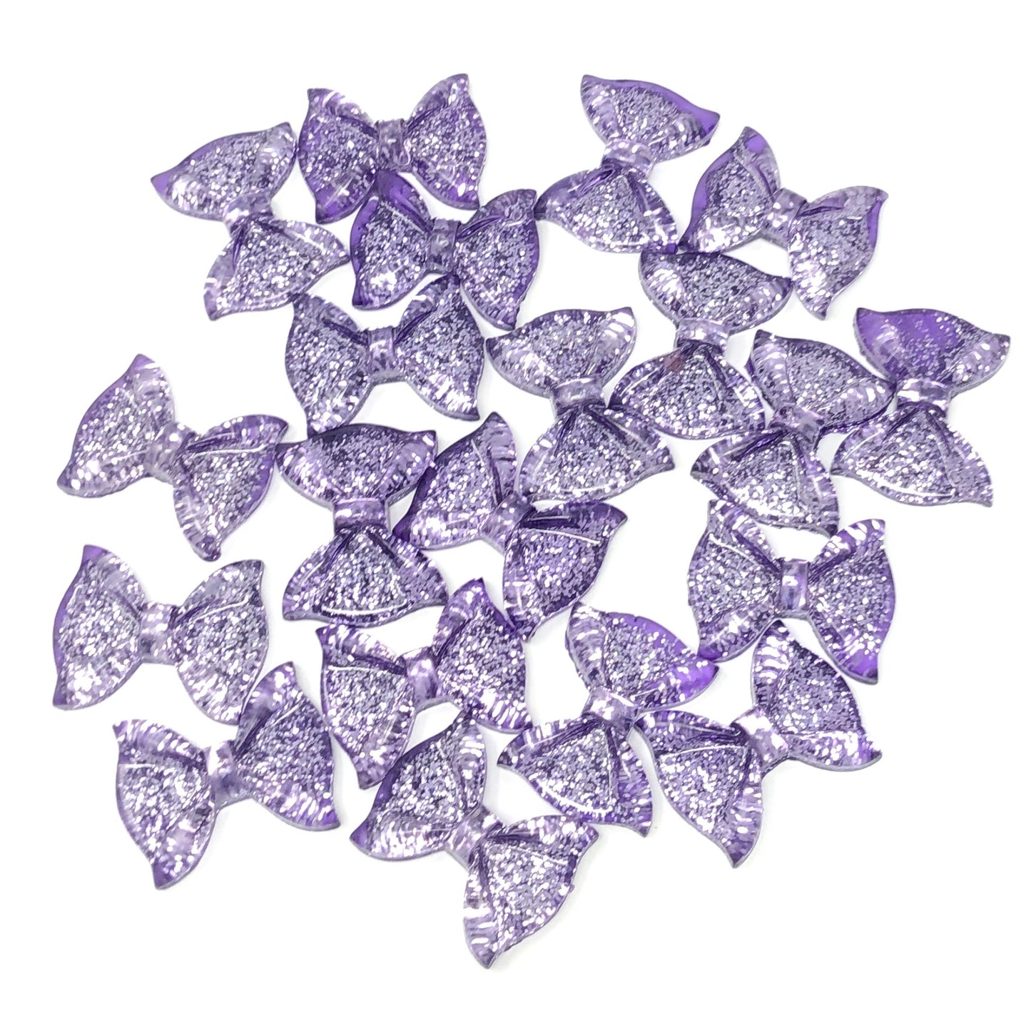 25mm Resin Glitter Bow Flatbacks - Pack of 20