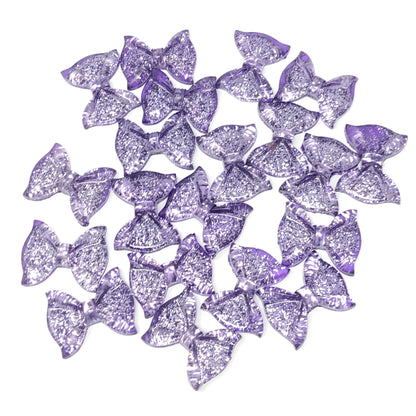 25mm Resin Glitter Bow Flatbacks - Pack of 20