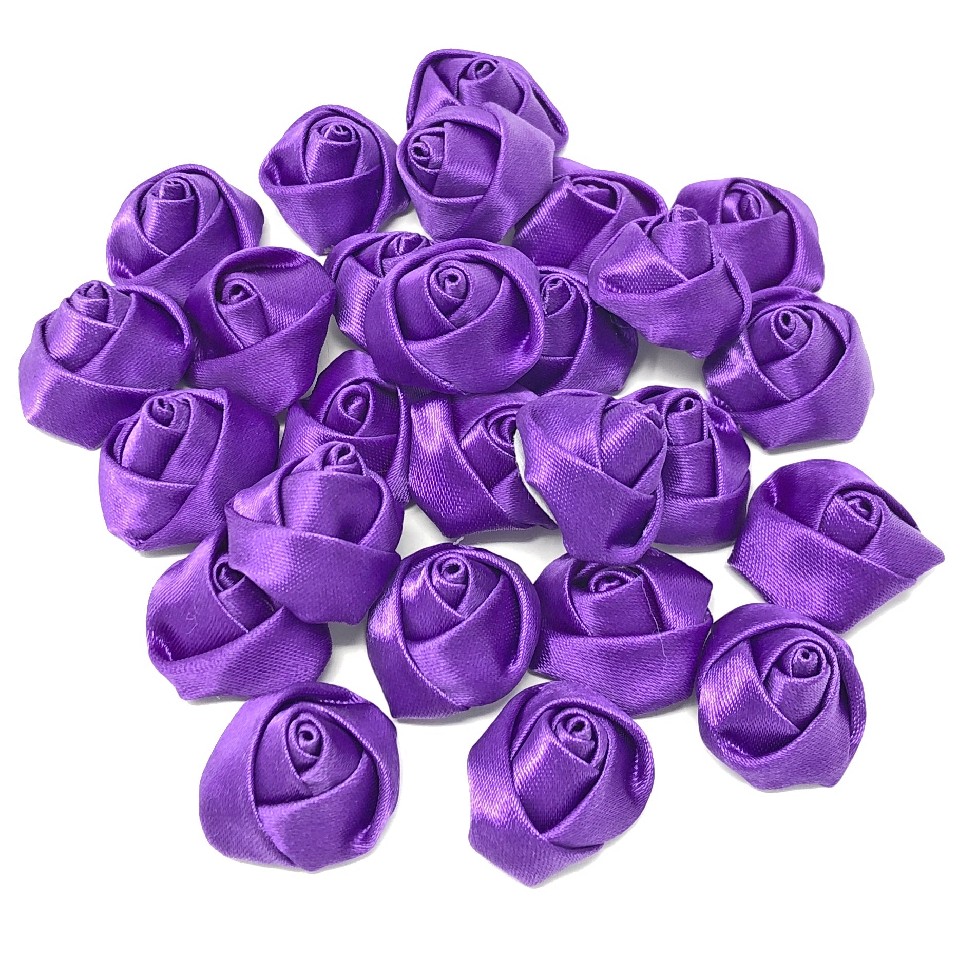 Purple 25mm Felt Flatback Ribbon Roses
