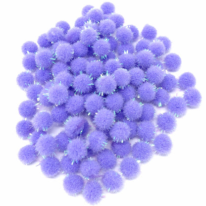 Purple 8mm Mini Glitter Pom Poms