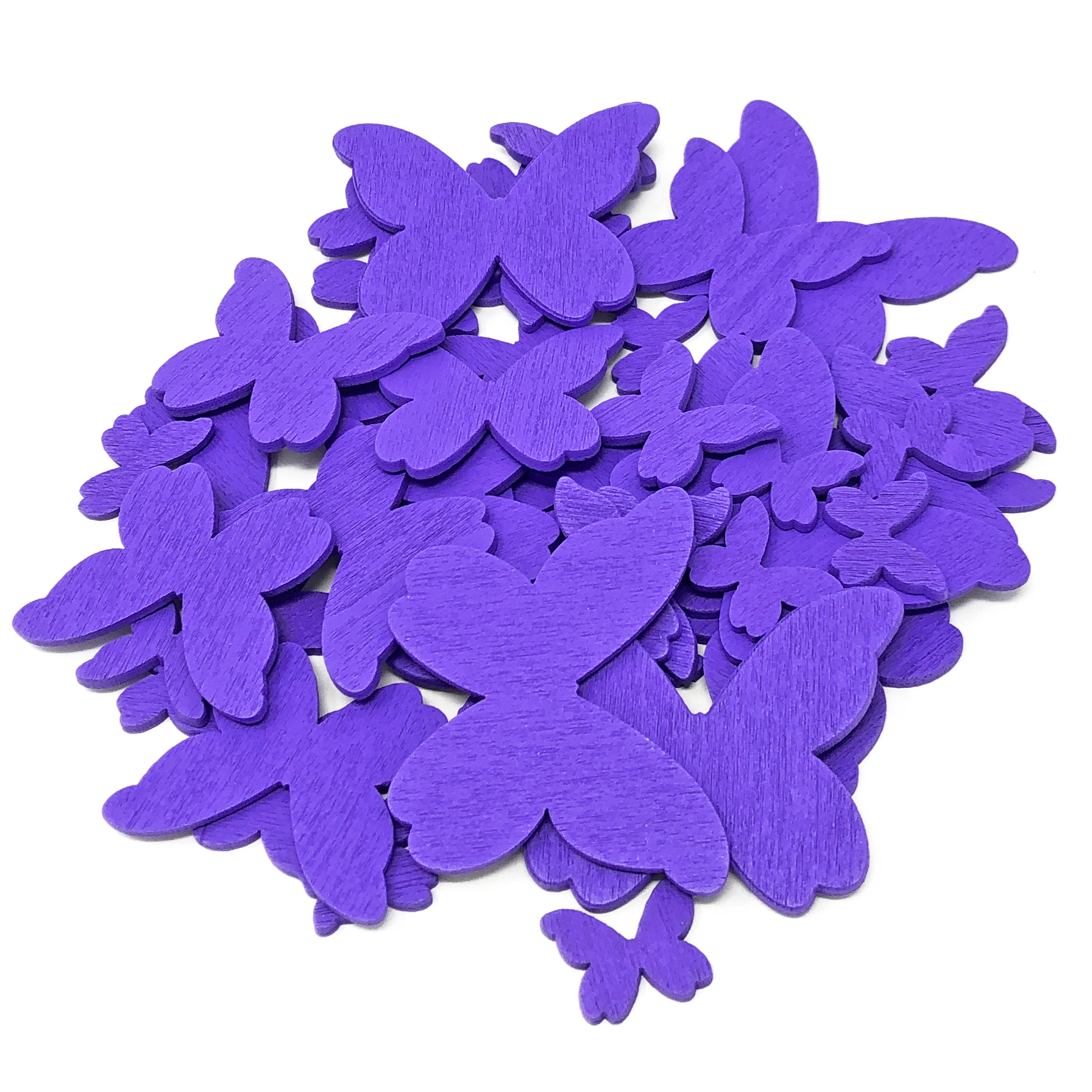 Purple 50 Mixed Size Wood Butterflies