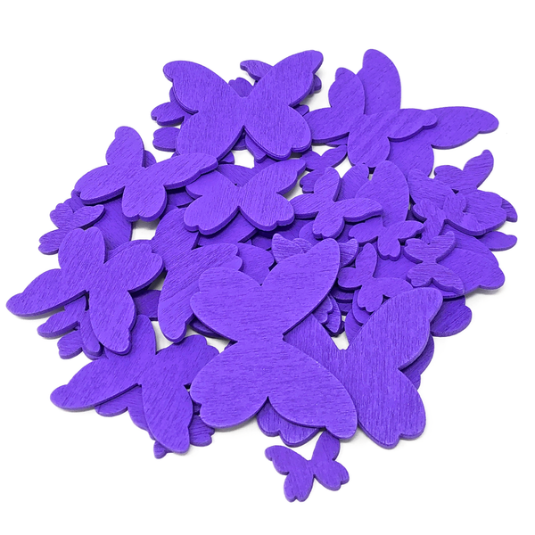 50 Mixed Size Wood Butterflies