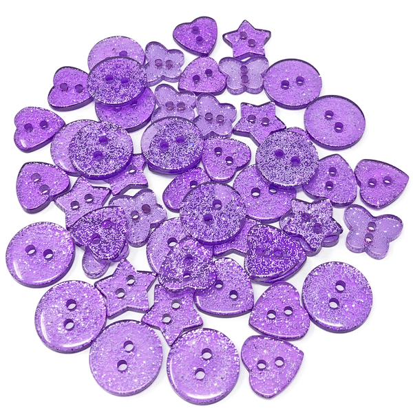 50 Mix Glitter Mix Shape 13mm Resin Buttons