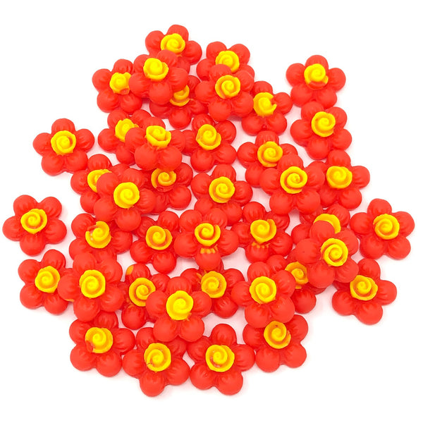 13mm Soft Feel Resin Flower Flatbacks - Pack of 40