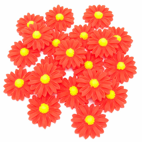 22mm Resin Daisy Flatbacks - Pack of 20