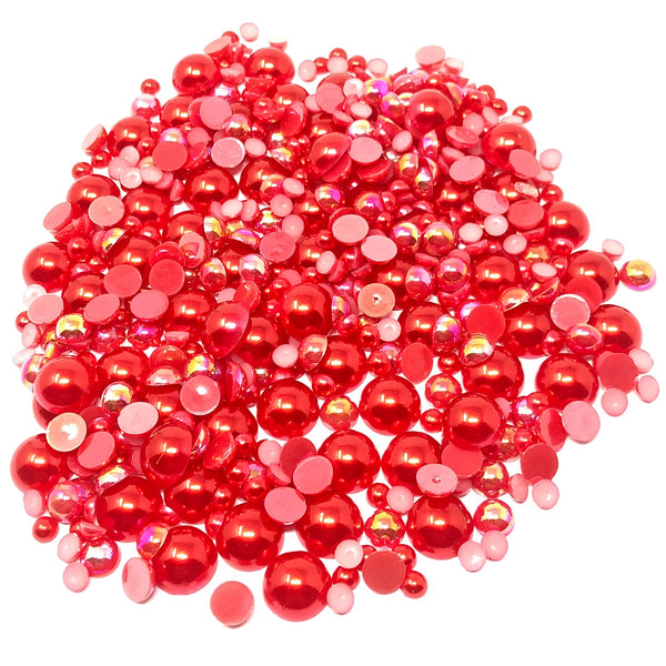 Mini Resin Mixed Size Half Pearls (Pack of 500 Approx)