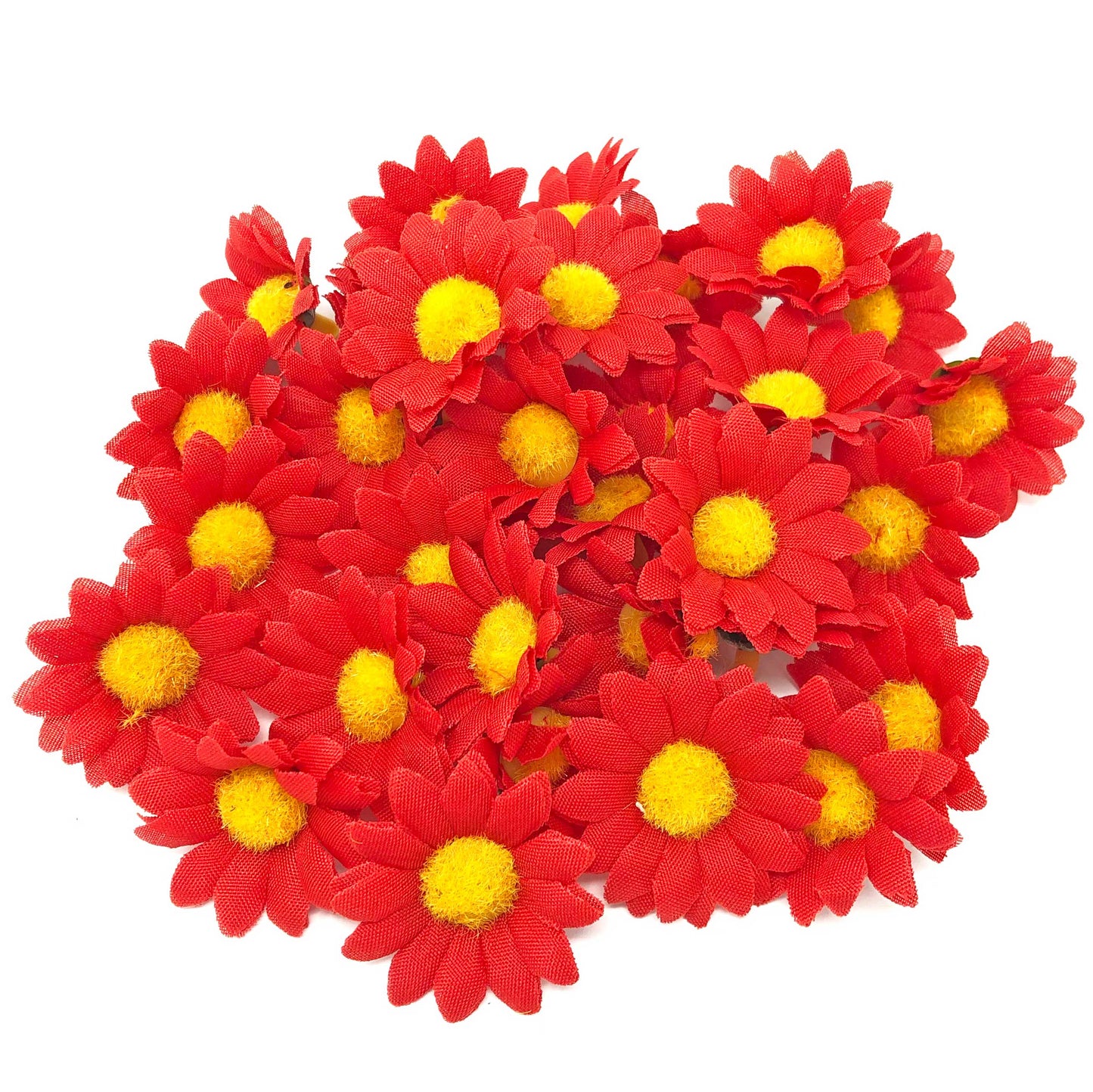 Red 35mm Synthetic Daisy Flowers (Faux Silk) - Mini Daisy Heads