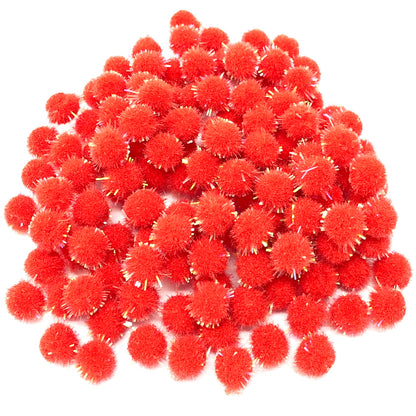 Red 8mm Mini Glitter Pom Poms