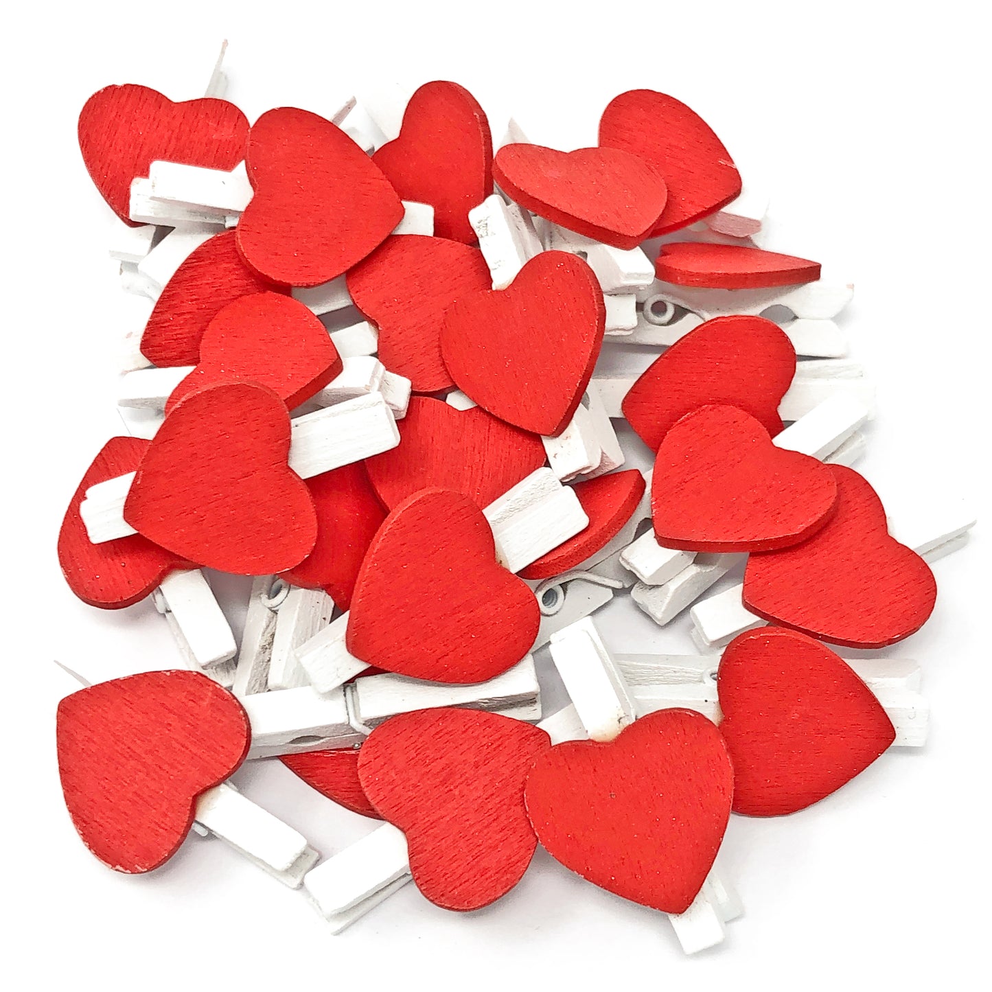 Red 30mm White Pegs with 18mm Coloured Hearts