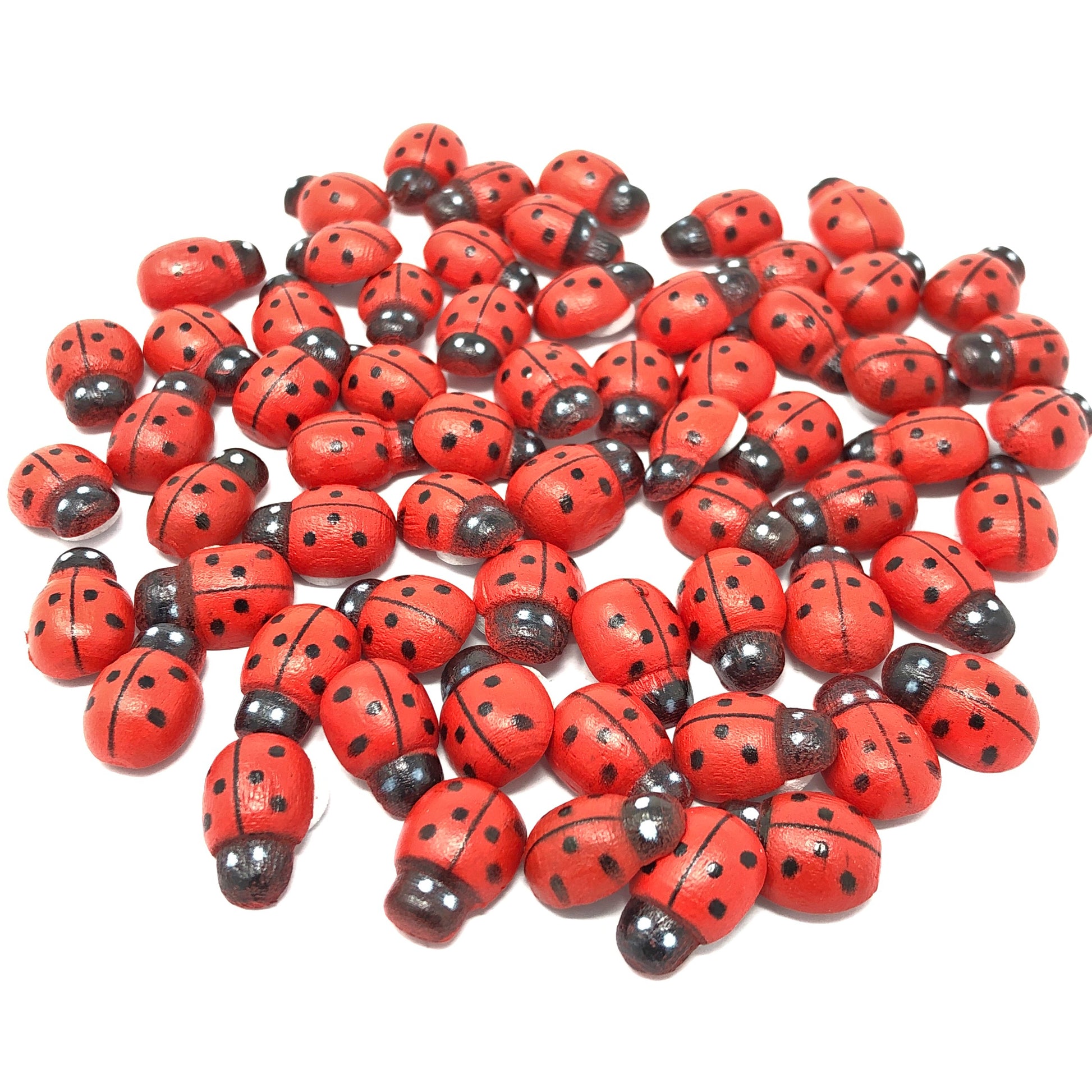Red Mini 9x12mm Ladybirds Self Adhesive Wooden Ladybug Wood Toppers