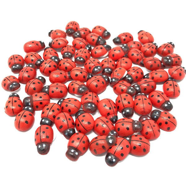 Mini 9x12mm Ladybirds Self Adhesive Wooden Ladybug Wood Toppers