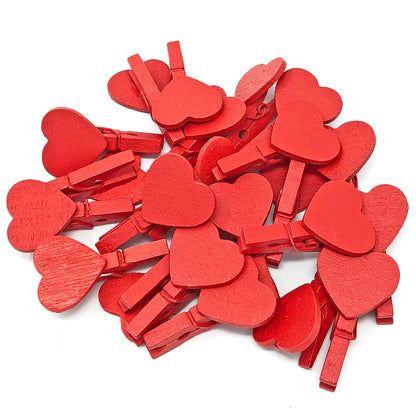 Red 30mm Coloured Pegs with Matching 18mm Coloured Hearts