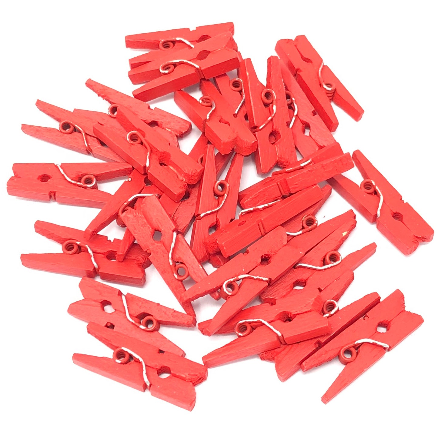 Red 25mm Mini Coloured Wooden Clothes Pegs