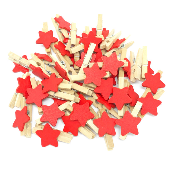 30mm Mini Wooden Clothes Pegs with 18mm Stars