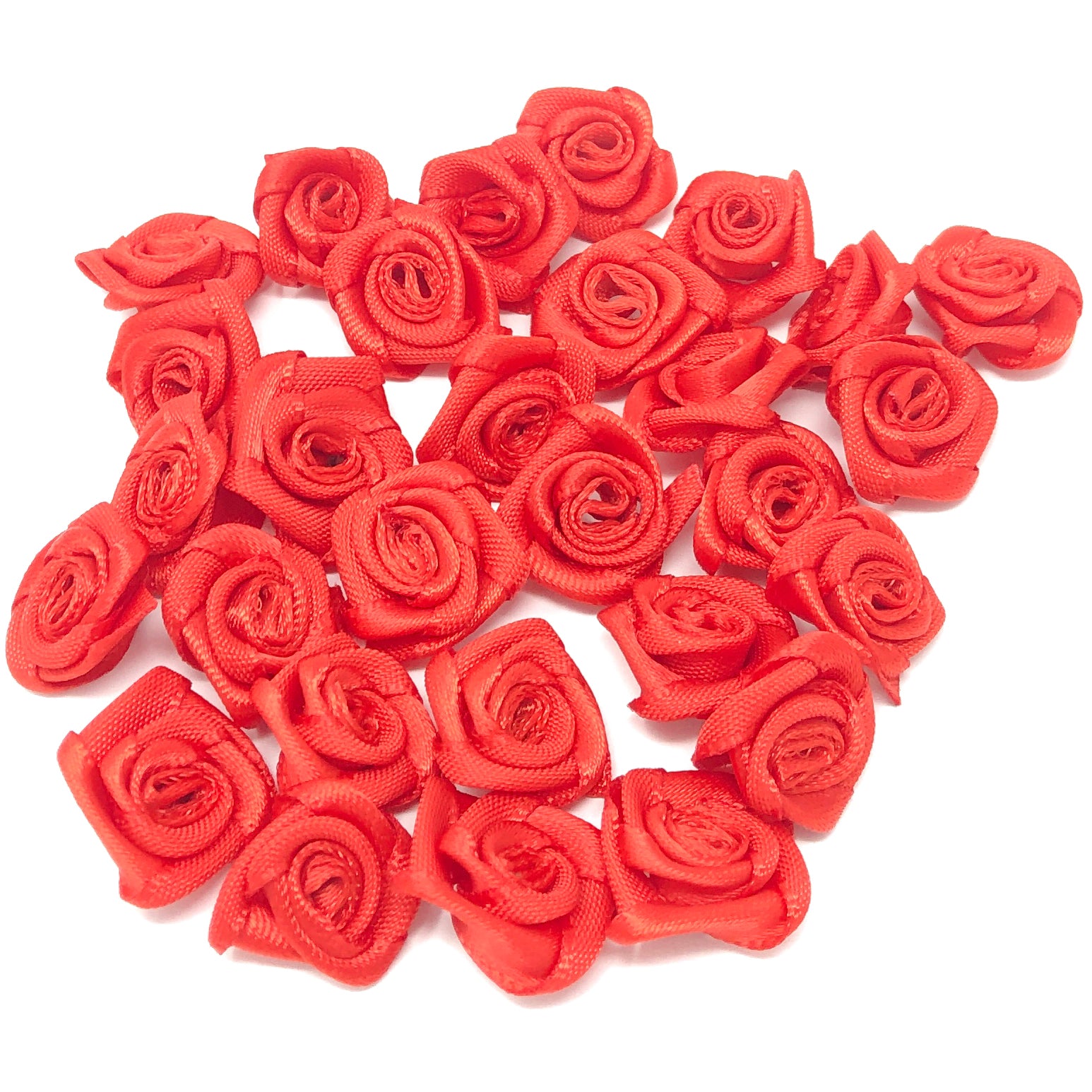Red 15mm Miniature Satin Ribbon Roses