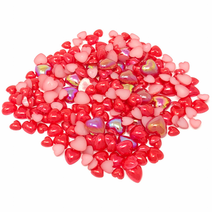Red Mini Resin Mixed Size Heart Half Pearls (Pack of 500 Approx)
