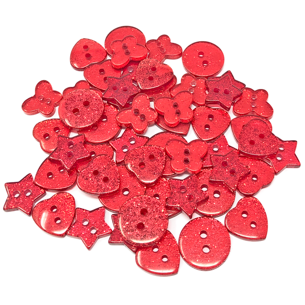 50 Mix Glitter Mix Shape 13mm Resin Buttons