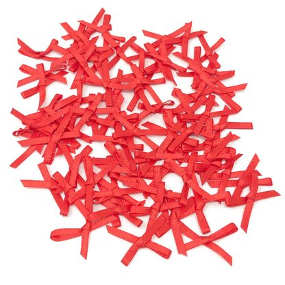 Red 3mm 30x20mm Christmas Ribbon Bows - Pack of 75