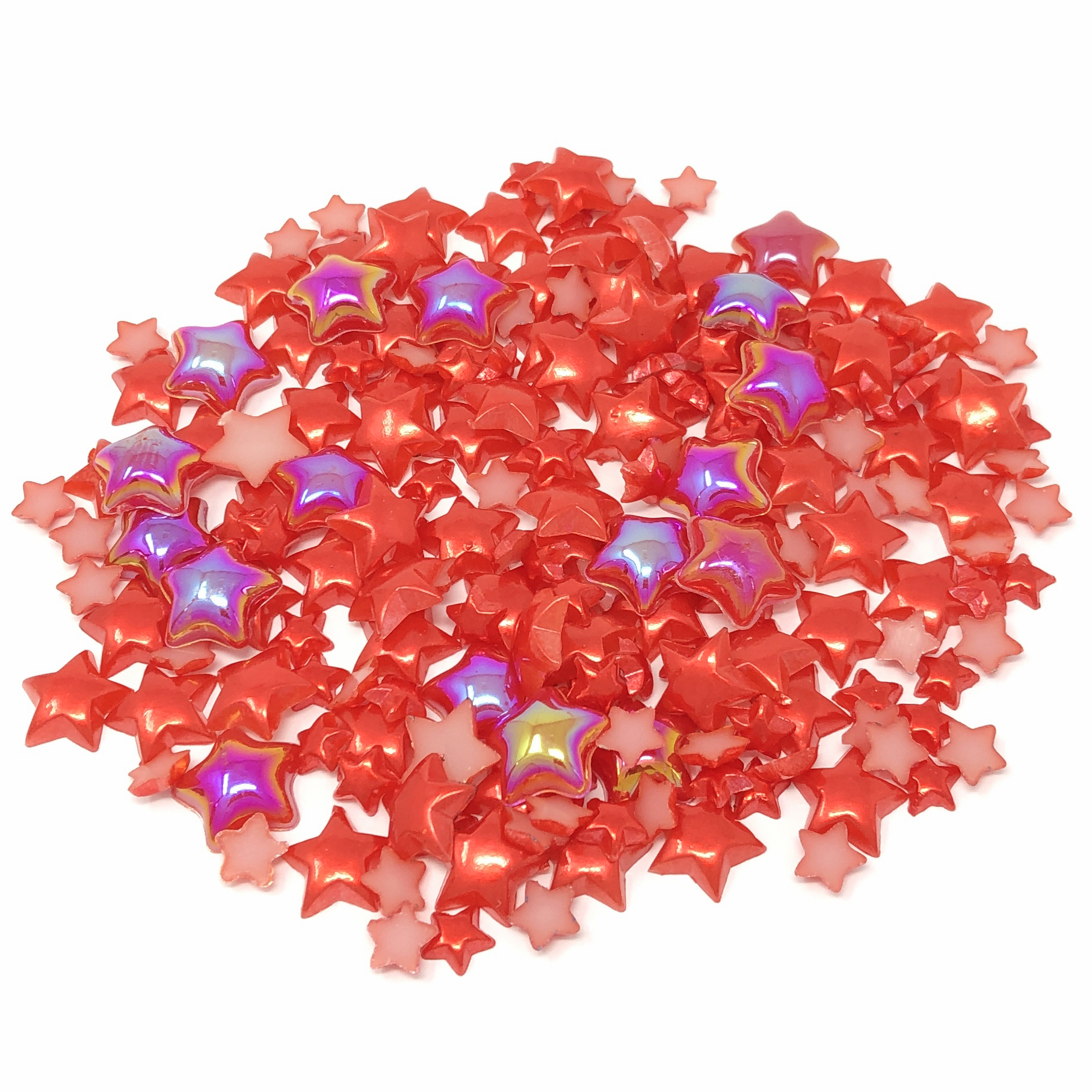 Red Mini Resin Mixed Size Star Half Pearls (Pack of 500 Approx)