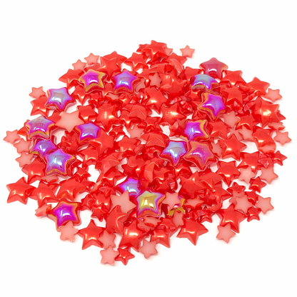 Red Mini Resin Mixed Size Star Half Pearls (Pack of 500 Approx)