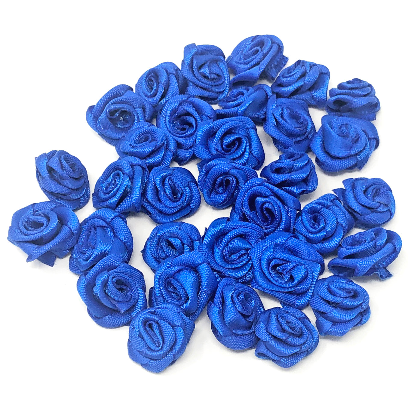 Royal Blue 15mm Miniature Satin Ribbon Roses