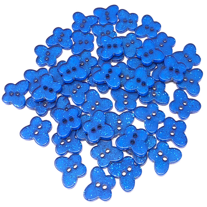 Royal Blue 50 Mix Glitter Butterfly 13mm Resin Buttons