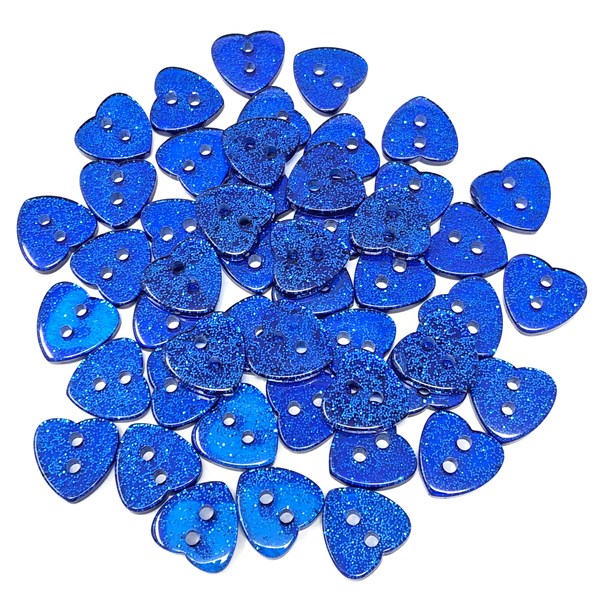 50 Mix Glitter Heart 13mm Resin Buttons