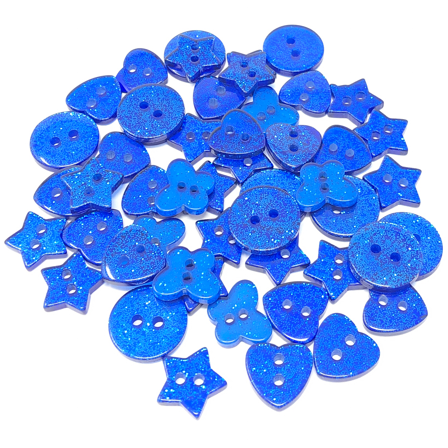Royal Blue 50 Mix Glitter Mix Shape 13mm Resin Buttons