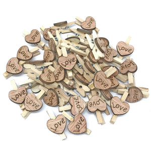 25mm Clothes Peg with 15mm Rustic Hearts