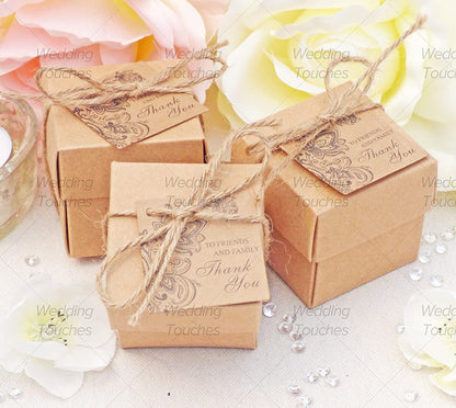 Rustic Vintage Shabby Chic Wedding Favour Boxes With Tags