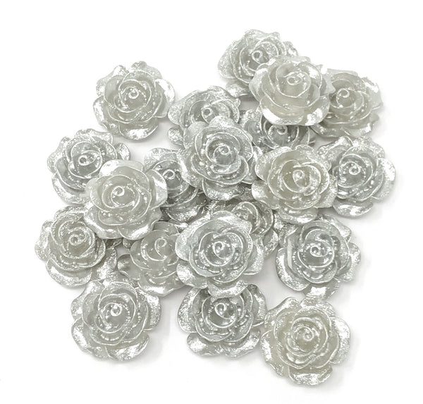 20mm Resin Roses Flatbacks - Pack of 20
