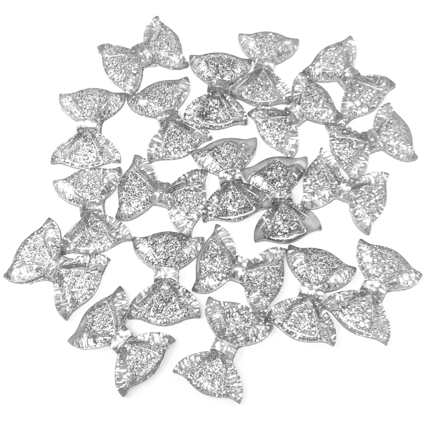 25mm Resin Glitter Bow Flatbacks - Pack of 20