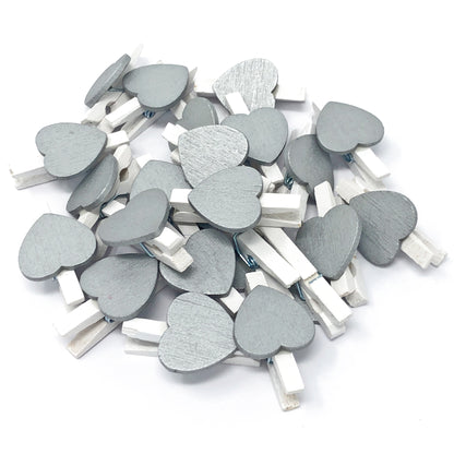 Silver 30mm White Pegs with 18mm Coloured Hearts