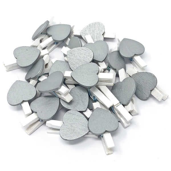30mm White Pegs with 18mm Coloured Hearts