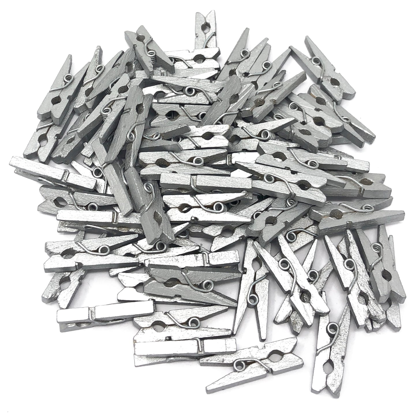 Silver 25mm Mini Coloured Wooden Clothes Pegs