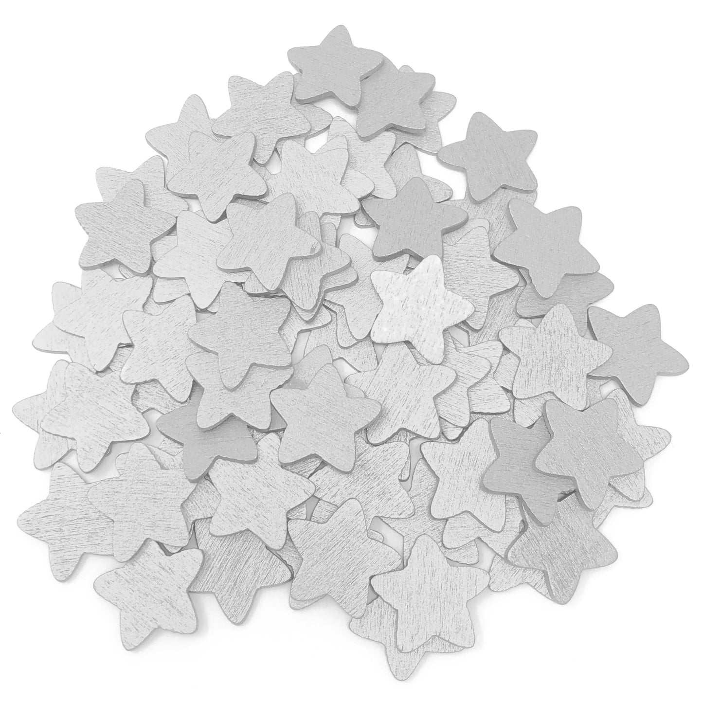 Silver 18mm Wooden Craft Coloured Stars