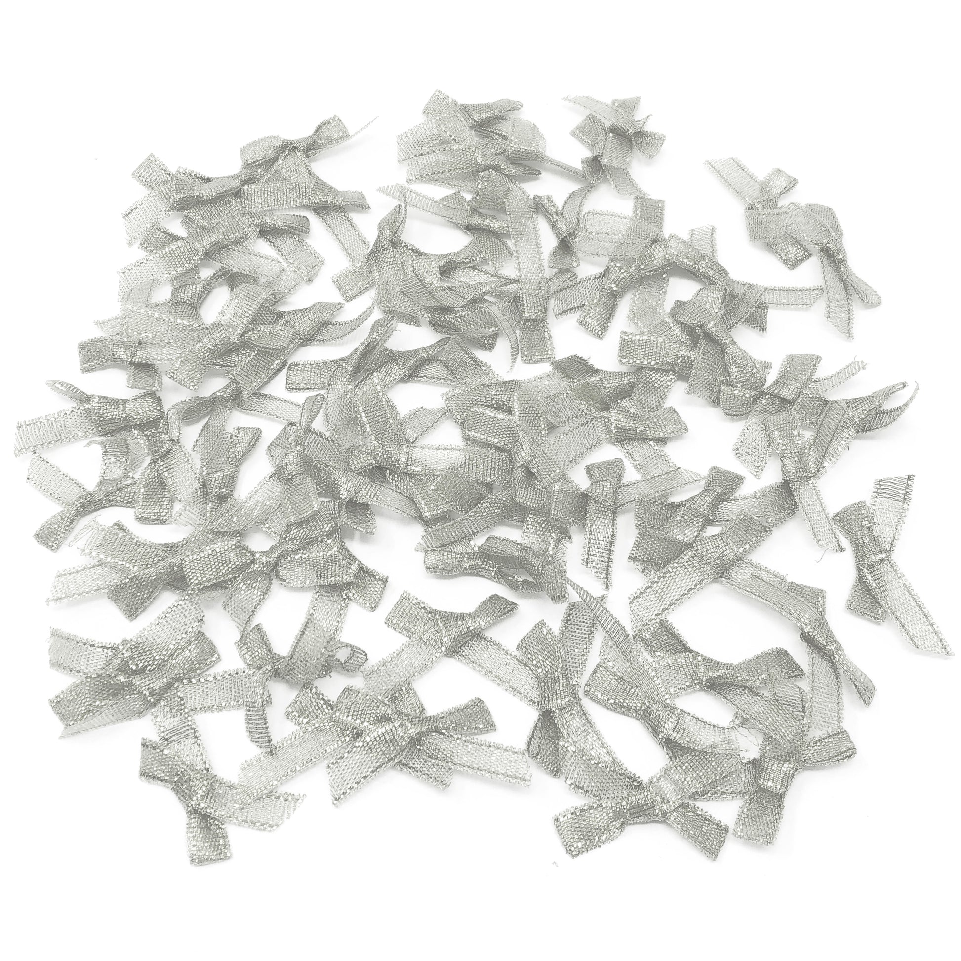 Silver 7mm 40x25mm Christmas Ribbon Bows - Pack of 75
