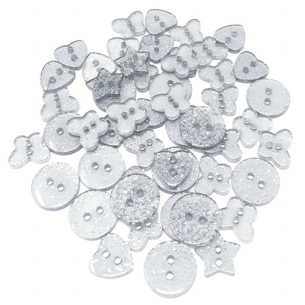 50 Mix Glitter Mix Shape 13mm Resin Buttons