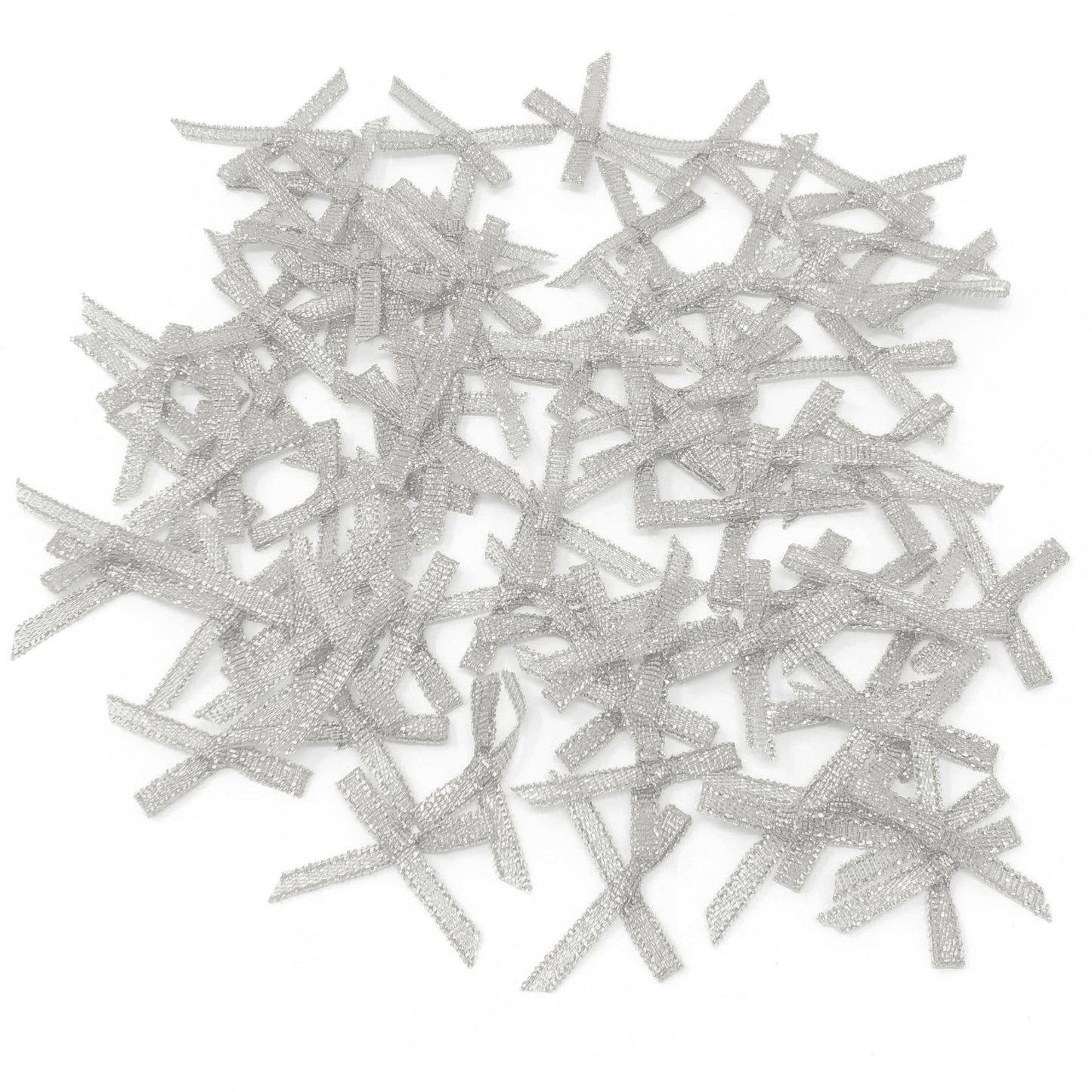 Silver 3mm 30x20mm Christmas Ribbon Bows - Pack of 75