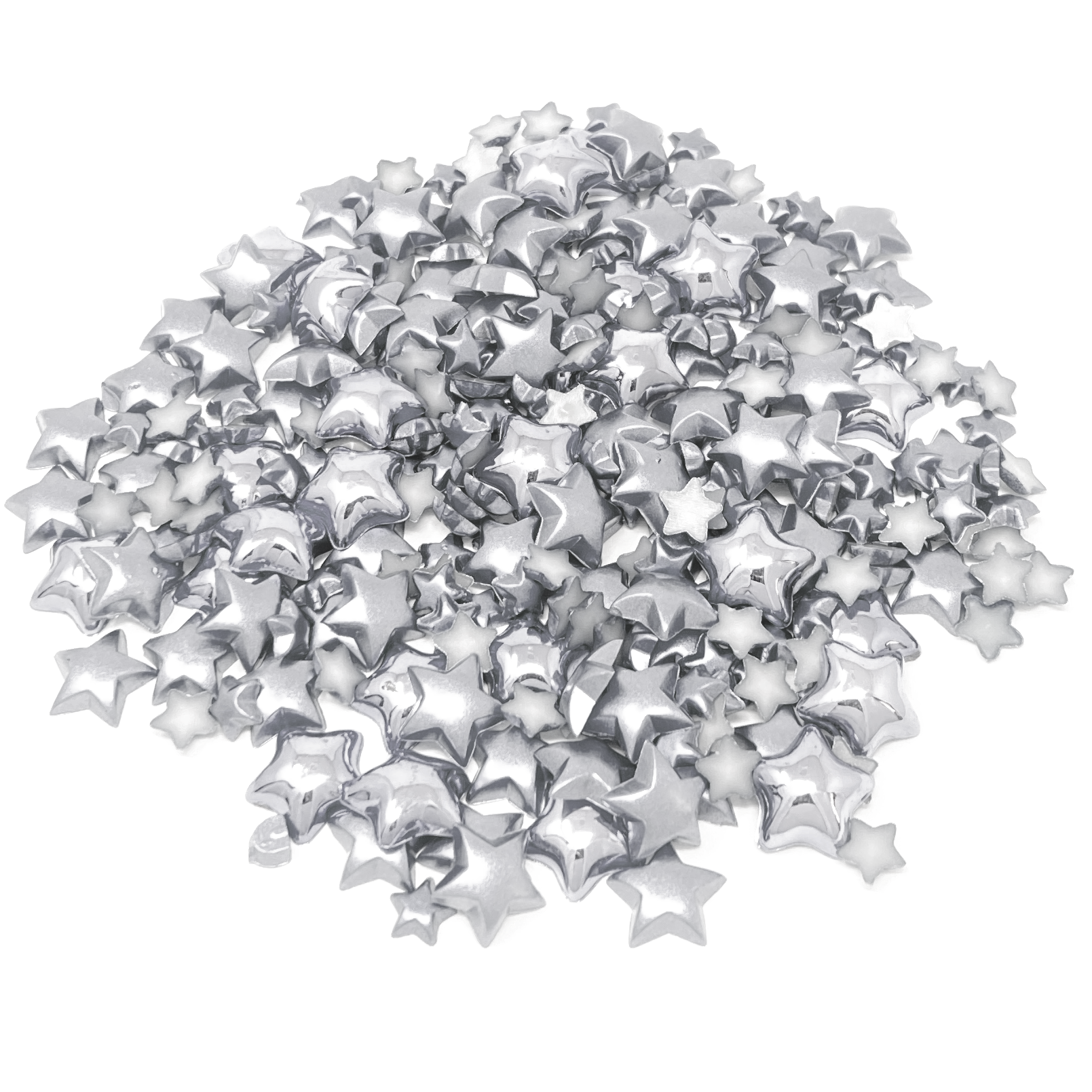 Silver Mini Resin Mixed Size Star Half Pearls (Pack of 500 Approx)