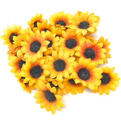 Sunflower Yellow 35mm Synthetic Daisy Flowers (Faux Silk) - Mini Daisy Heads